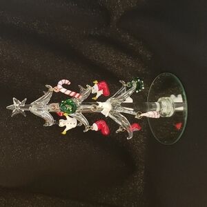 Vintage Glass Christmas Tree with Glass ornaments and mirror 8"h Christmas Decor